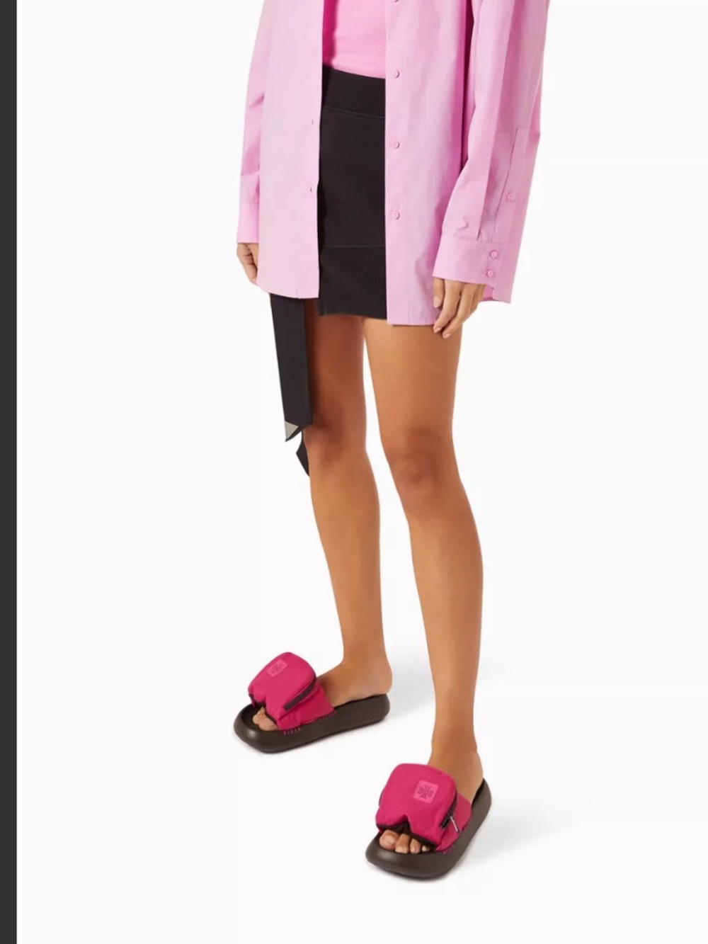 TOR BURCH Pink Slide zip pocket   Sandals with Padded Strap